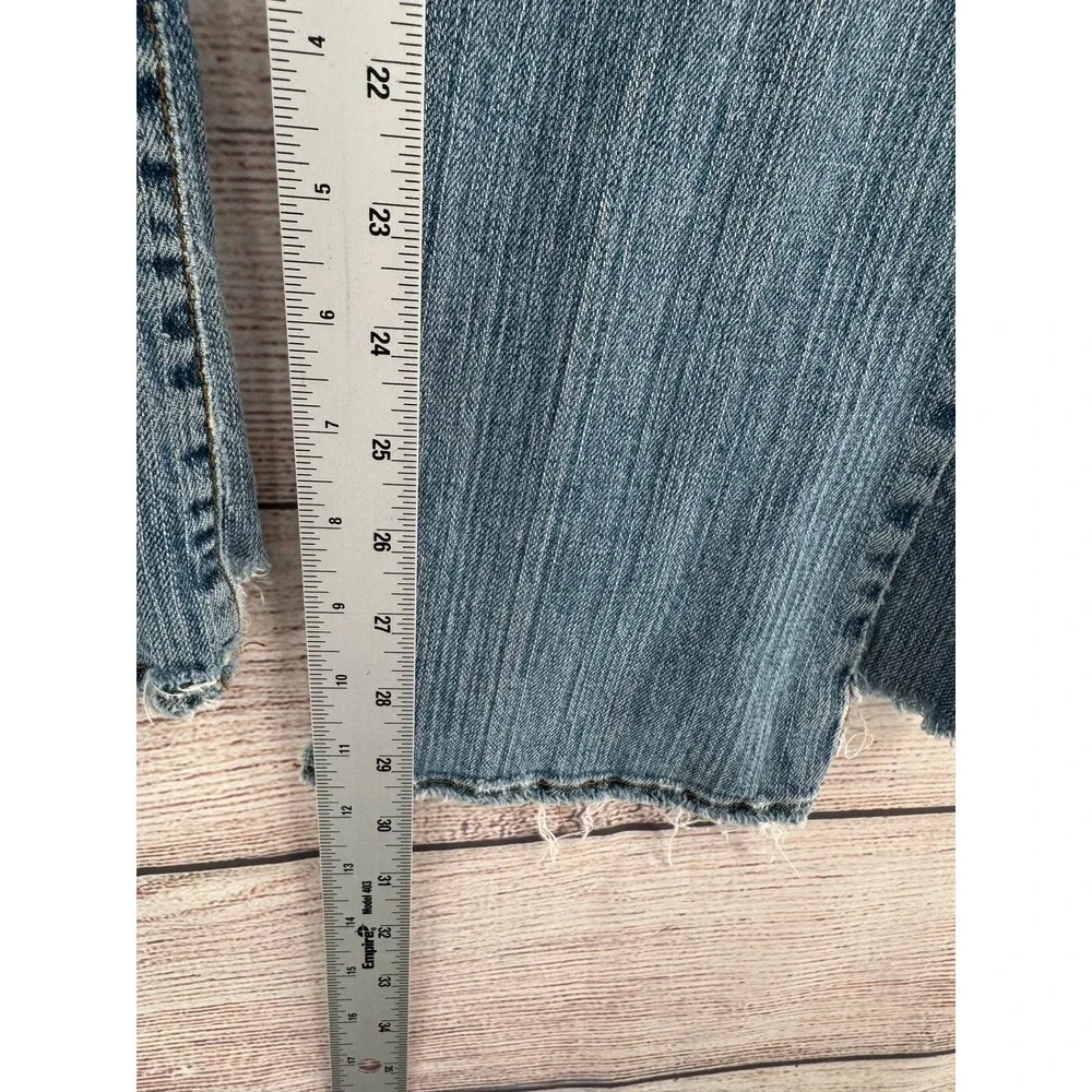 Lucky Brand Mod Madeline Jean Women 8 Blue Distressed JNCO Hatchetman Patch Y2K
